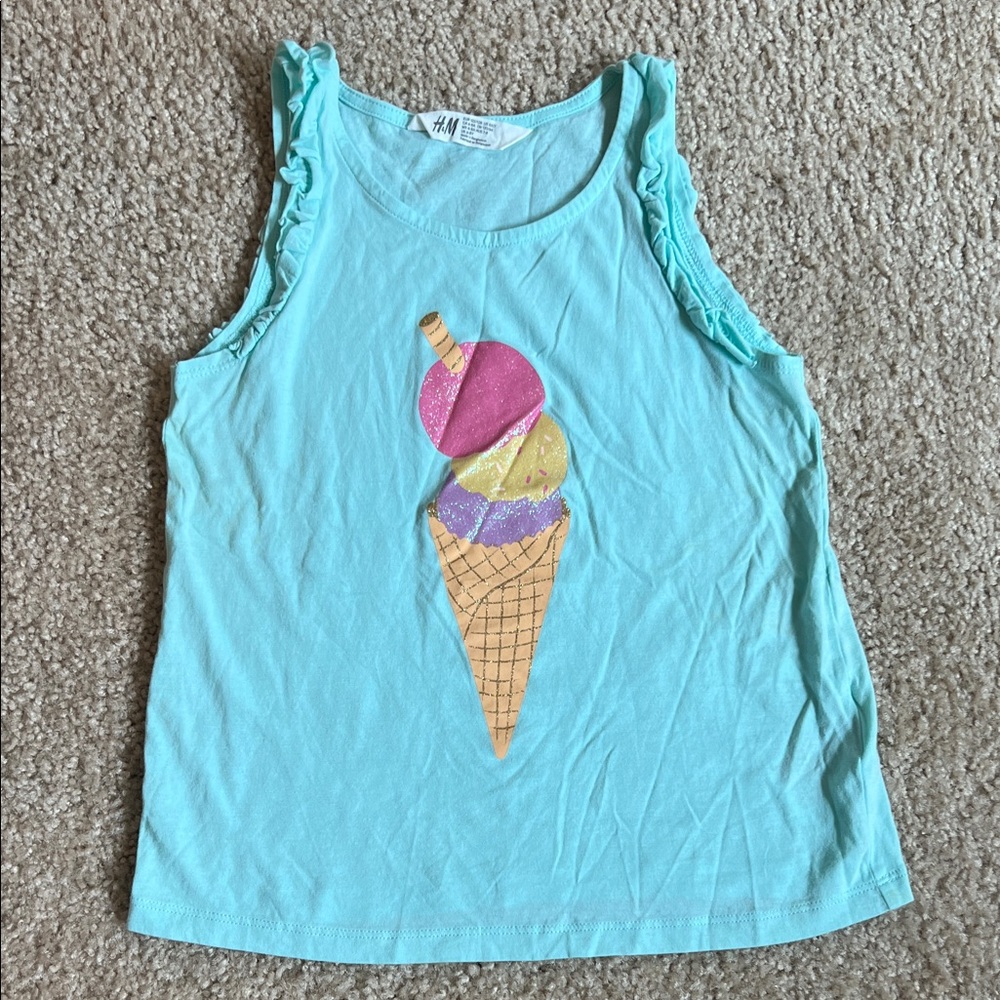 H&M Light Blue Green Ice Cream Print Tank